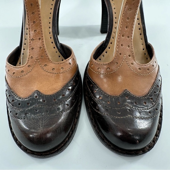 Nine West heels size 9 brown tan leather brogue vintage steampunk y2k 2000s - Picture 2 of 15